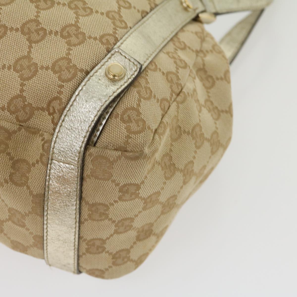 GUCCI GG Canvas Shoulder Bag Beige Silver Auth 30333