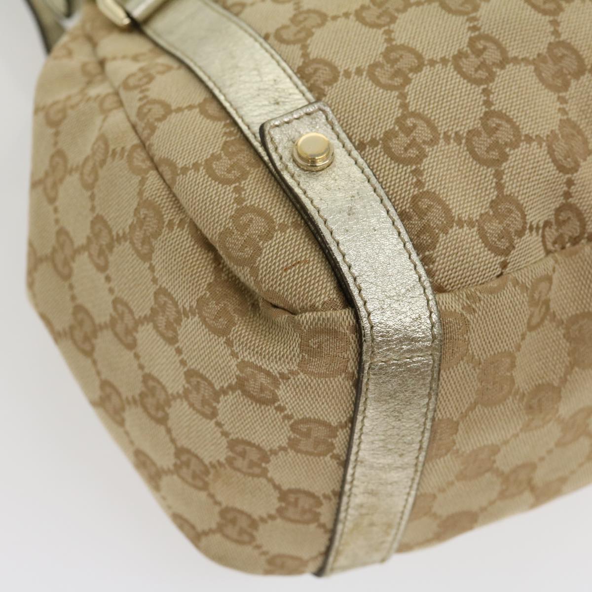 GUCCI GG Canvas Shoulder Bag Beige Silver Auth 30333