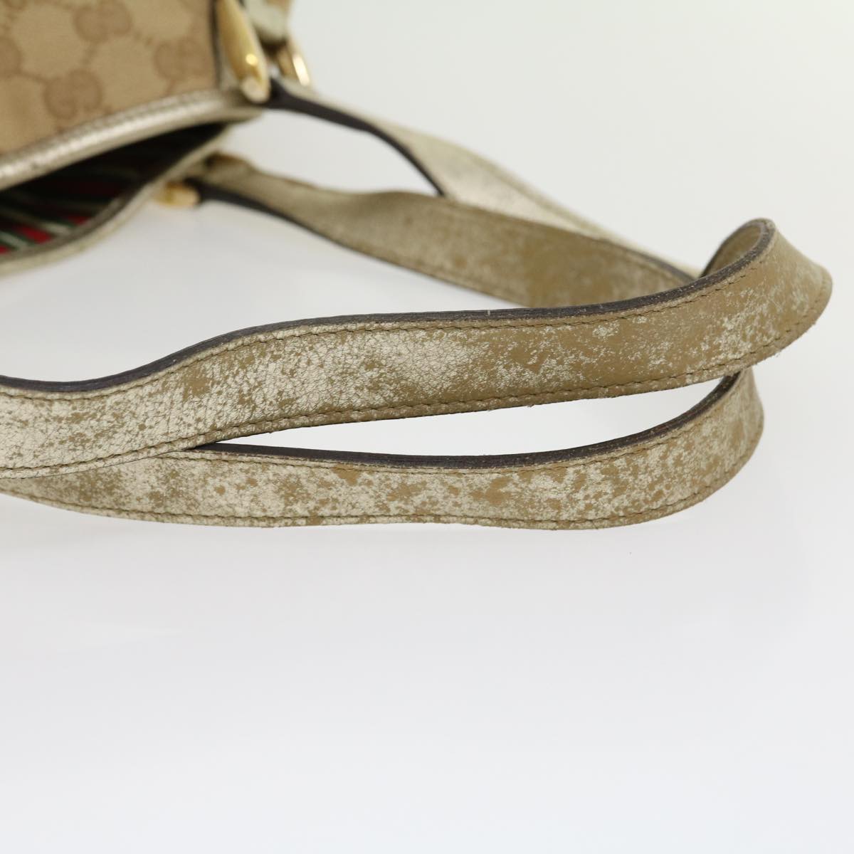 GUCCI GG Canvas Shoulder Bag Beige Silver Auth 30333