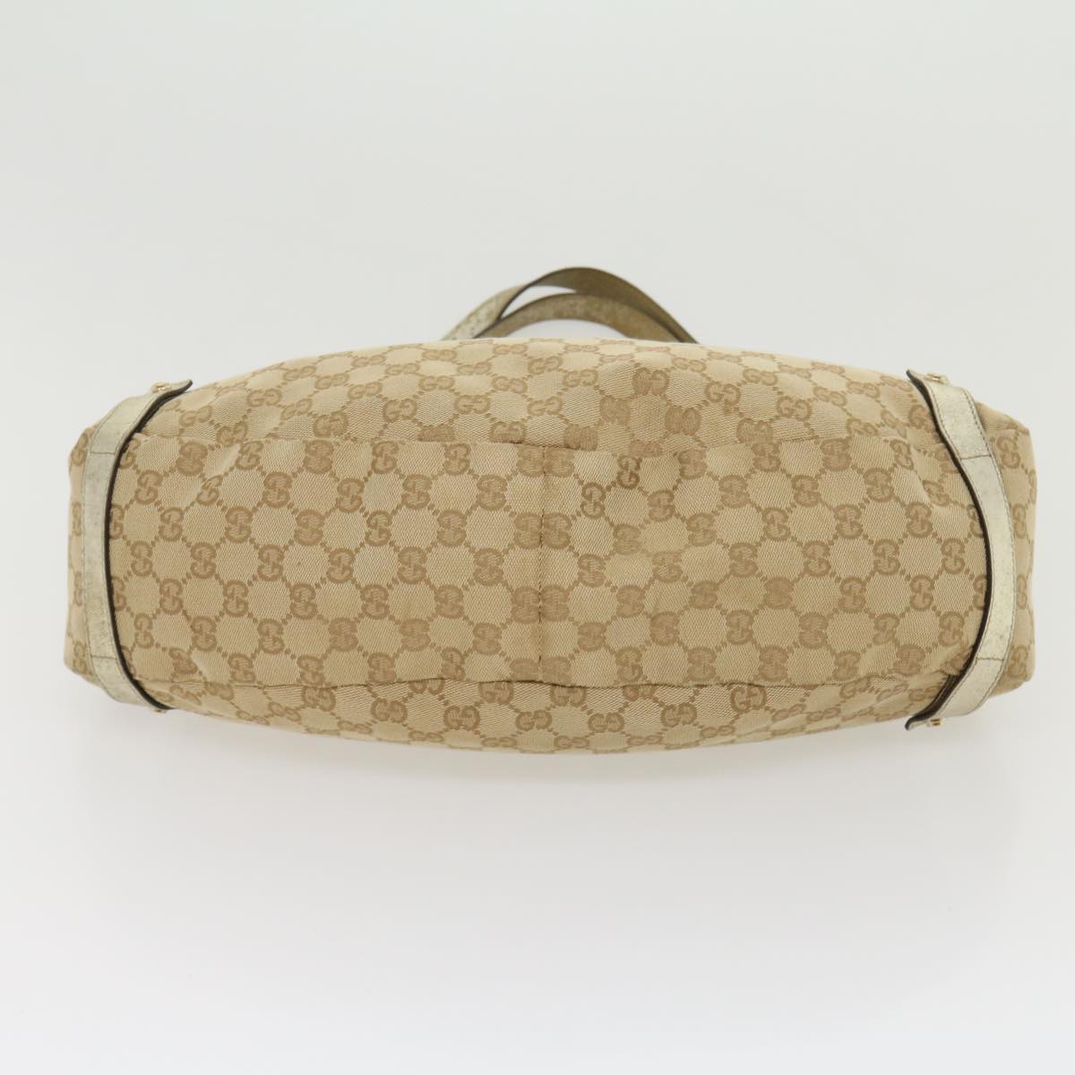 GUCCI GG Canvas Shoulder Bag Beige Silver Auth 30333