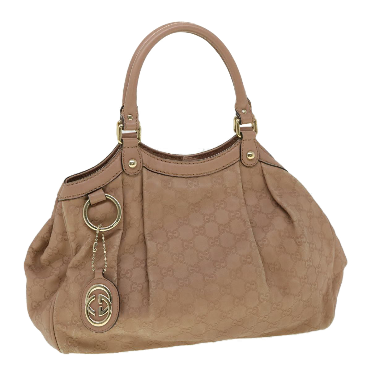 GUCCI GG Canvas Guccissima Hand Bag Pink Auth 30336