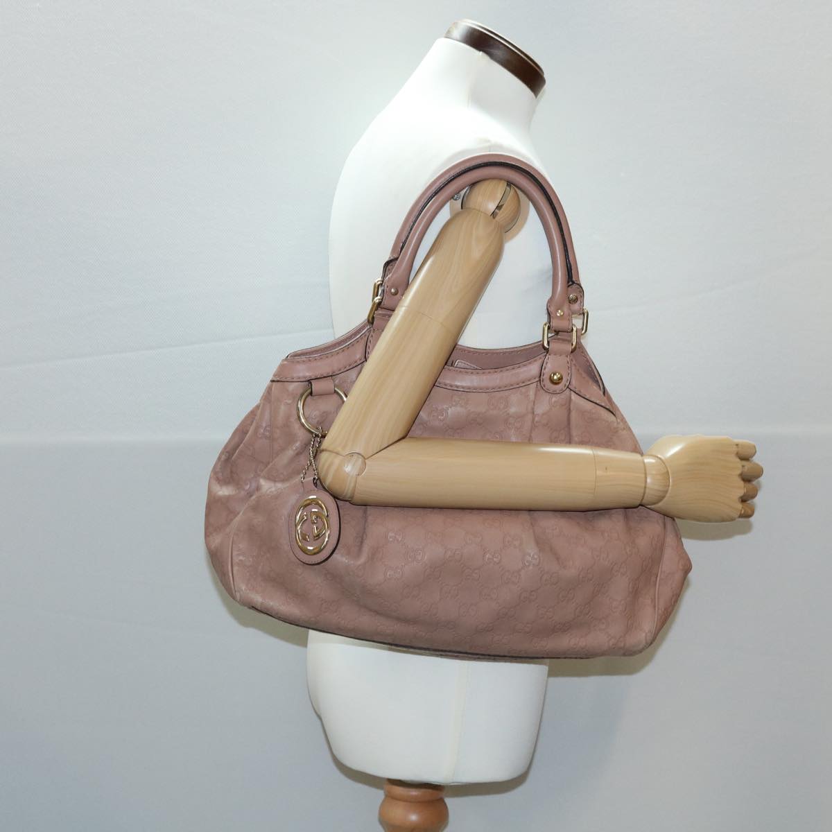 GUCCI GG Canvas Guccissima Hand Bag Pink Auth 30336