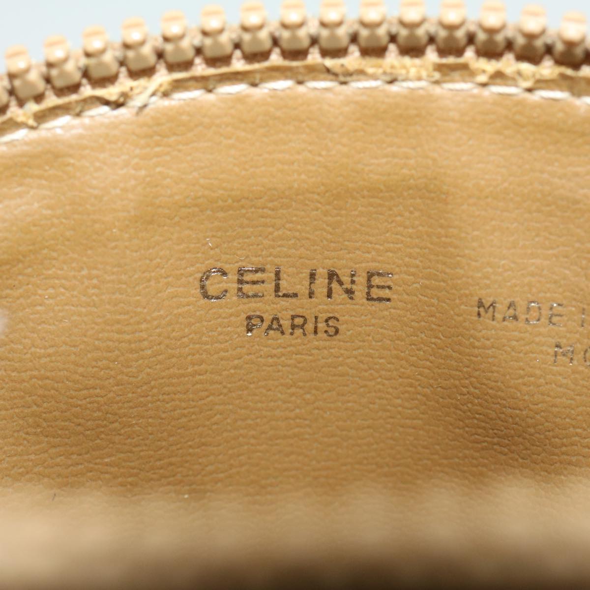 CELINE Macadam Canvas Pouch PVC Leather Beige Auth 30369