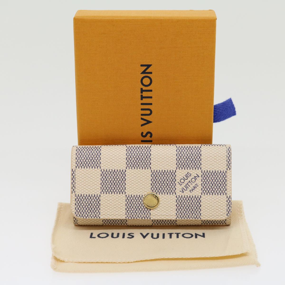 LOUIS VUITTON Damier Azur Multicles 4 Key Case N60020 LV Auth 30381A