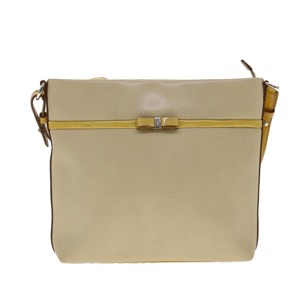 Salvatore Ferragamo Shoulder Bag Leather Beige Auth 30394