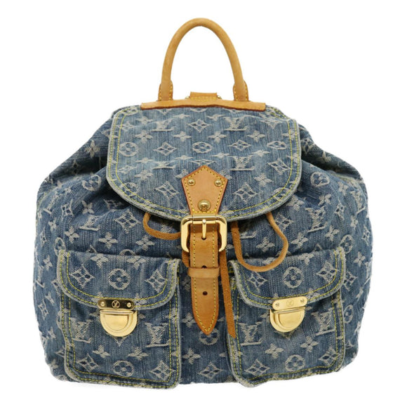 LOUIS VUITTON Monogram Denim Sac A DosGM Backpack Blue M95056 LV Auth 30454A