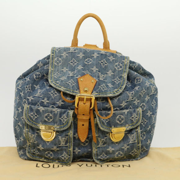 LOUIS VUITTON Monogram Denim Sac A DosGM Backpack Blue M95056 LV Auth 30454A