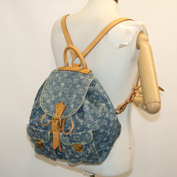 LOUIS VUITTON Monogram Denim Sac A DosGM Backpack Blue M95056 LV Auth 30454A