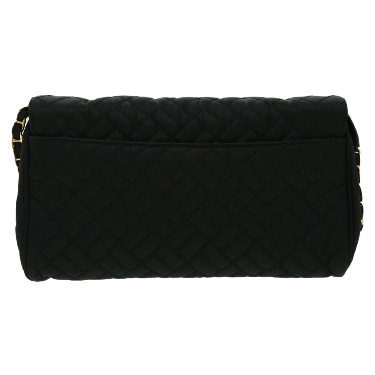 PRADA Chain Shoulder Bag Nylon Black Gold Auth 30469A - 0