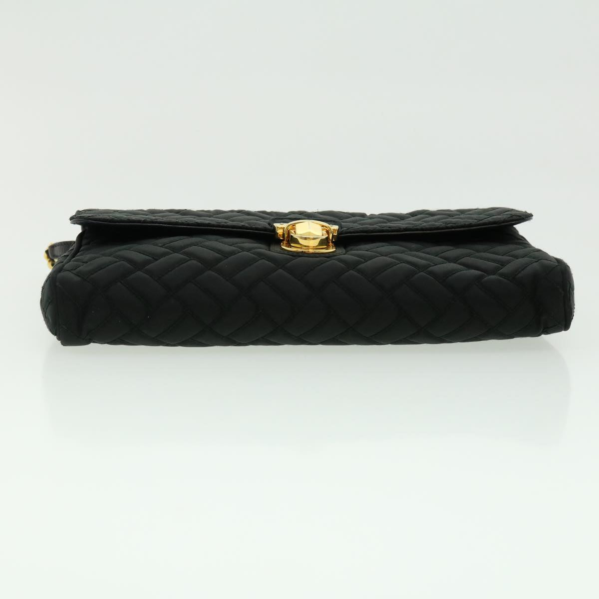 PRADA Chain Shoulder Bag Nylon Black Gold Auth 30469A