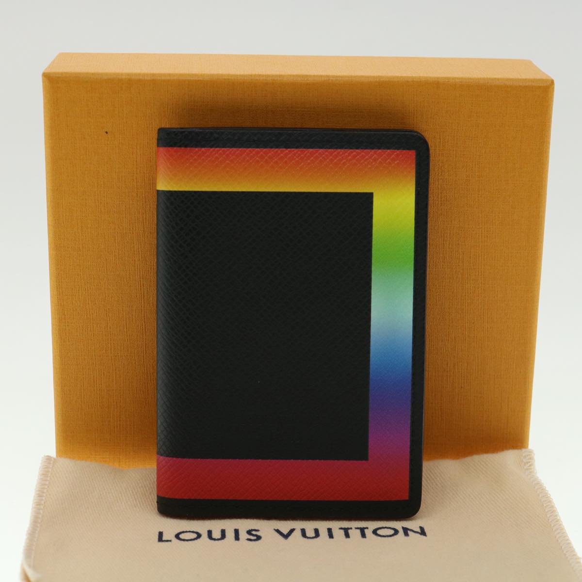 LOUIS VUITTON Taiga Organizer De Poch Card Case Black Rainbow LV Auth 30486A