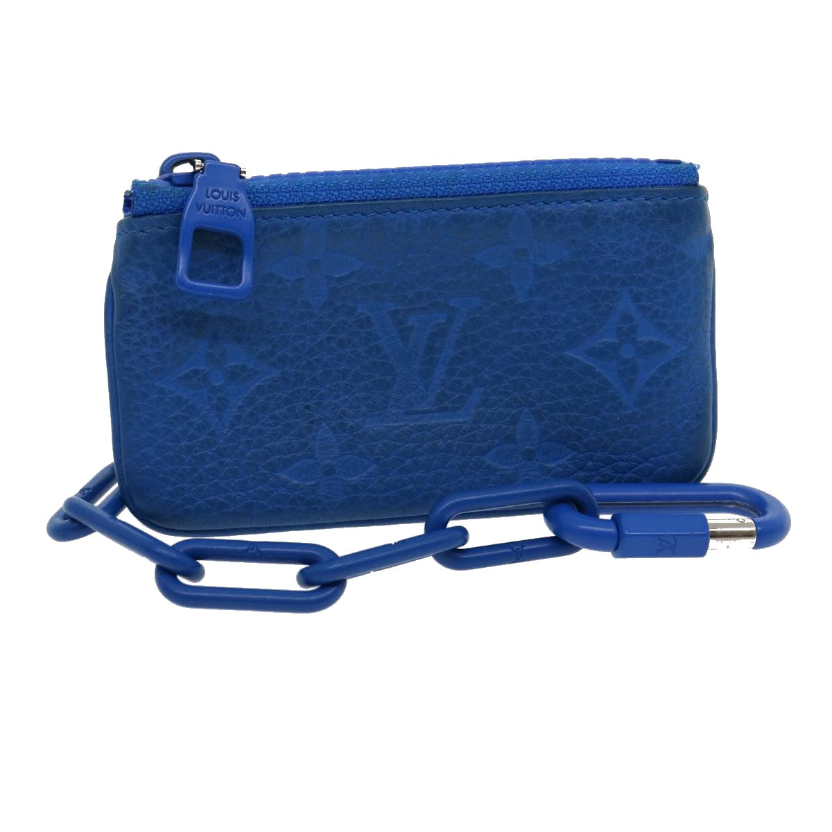 LOUIS VUITTON Pochette Cles Coin Purse Leather Blue M67475 LV Auth 30552