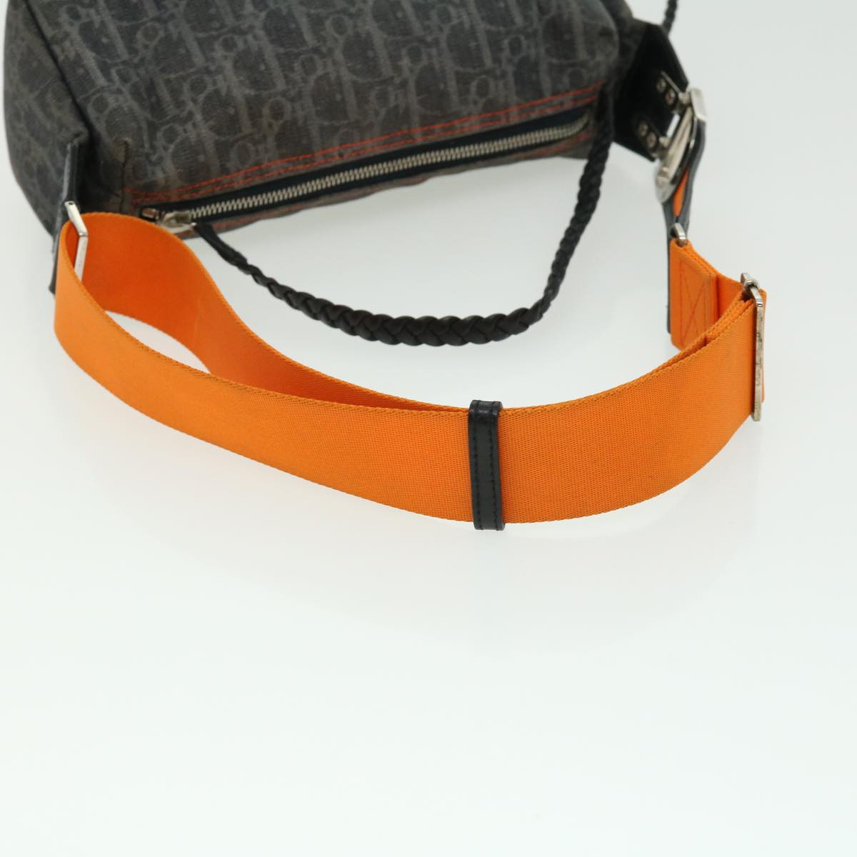 Christian Dior Flightline Trotter Canvas Shoulder Bag Gray Orange Auth 30556