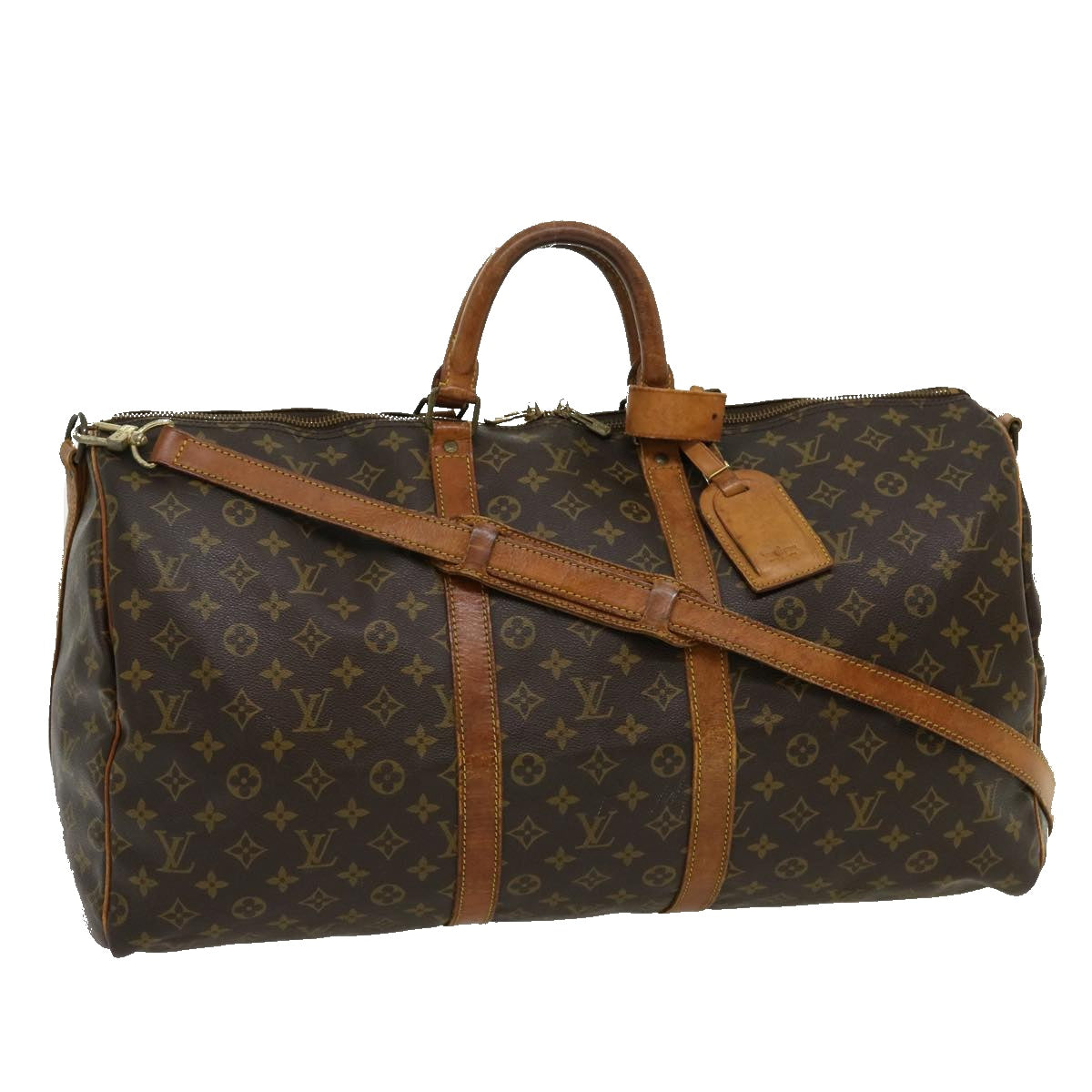 LOUIS VUITTON Monogram Keepall Bandouliere 55 Boston Bag M41414 LV Auth 30582