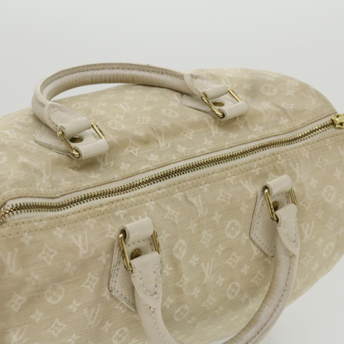 LOUIS VUITTON Monogram Mini Lin Speedy 30 Hand Bag White Dune M95319 Auth 30591