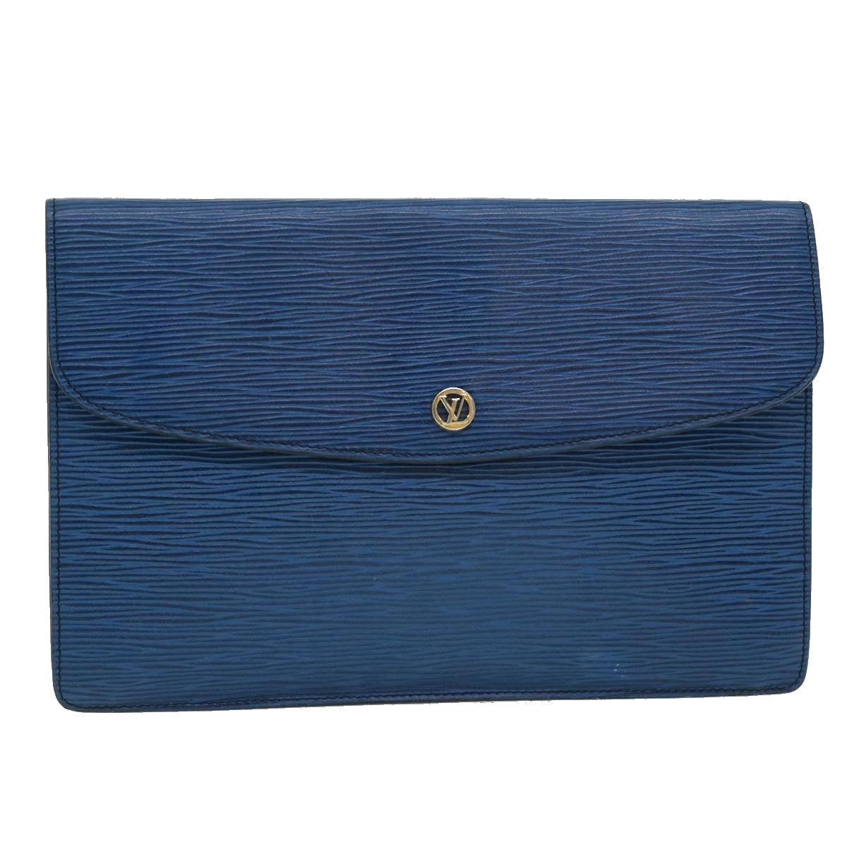 LOUIS VUITTON Epi Montaigne 27 Clutch Bag Blue M52655 LV Auth 30664