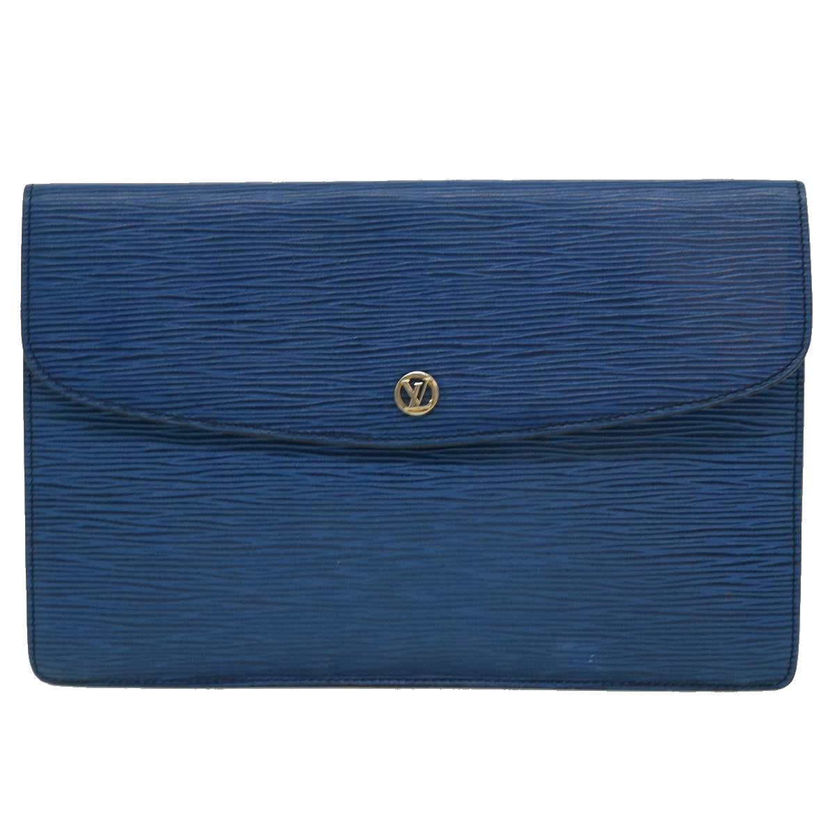 LOUIS VUITTON Epi Montaigne 27 Clutch Bag Blue M52655 LV Auth 30664