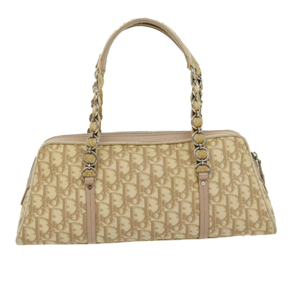 Christian Dior trotter romantic Shoulder Bag PVC Leather Beige Auth 30888 - 0