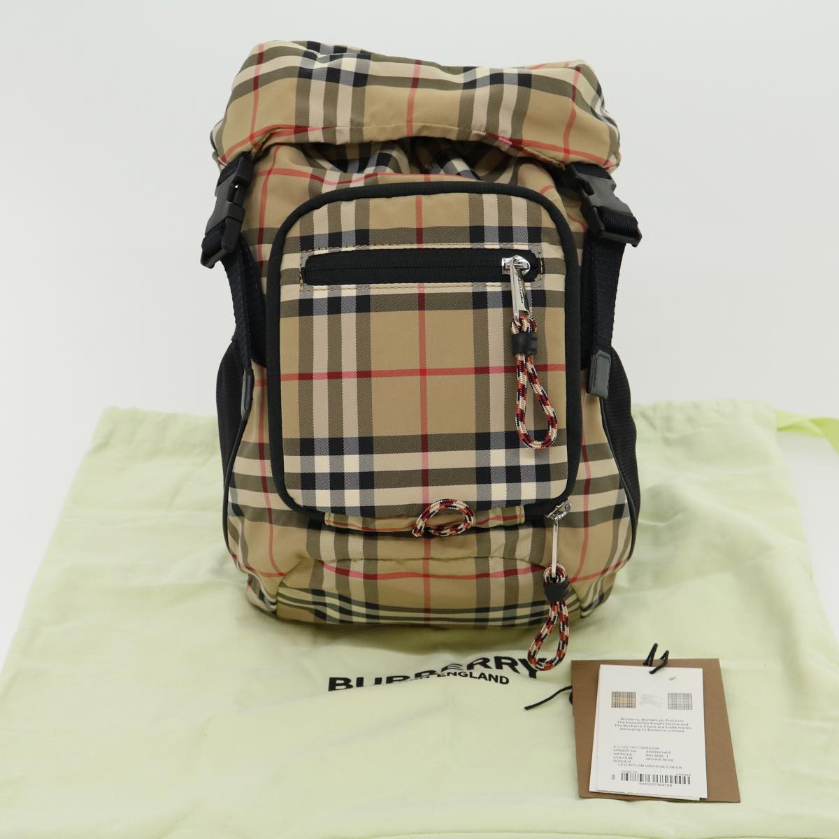 BURBERRY Nova Check Backpack Beige Black Auth 30903A