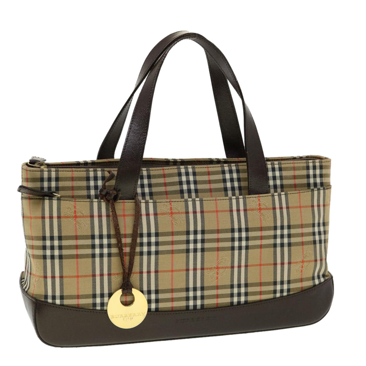 BURBERRY Nova Check Hand Bag Brown Auth 30908