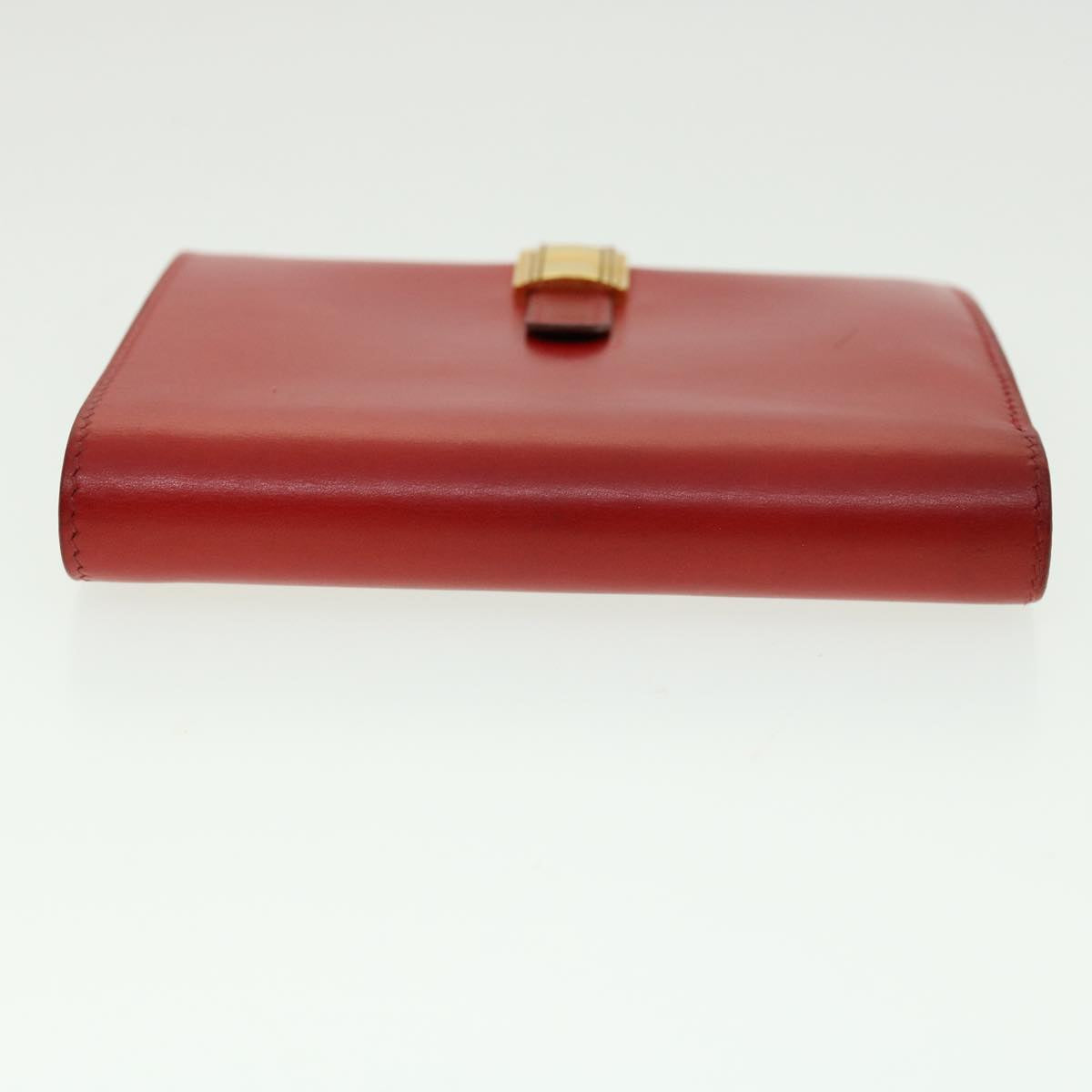 HERMES Saumur Diane Compact Wallet Leather Red Auth 30923