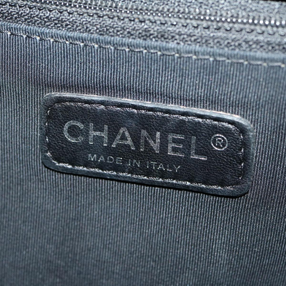 CHANEL Big Matelasse Boy Chanel Chain Shoulder Bag Lamb Skin Black Auth 30943A