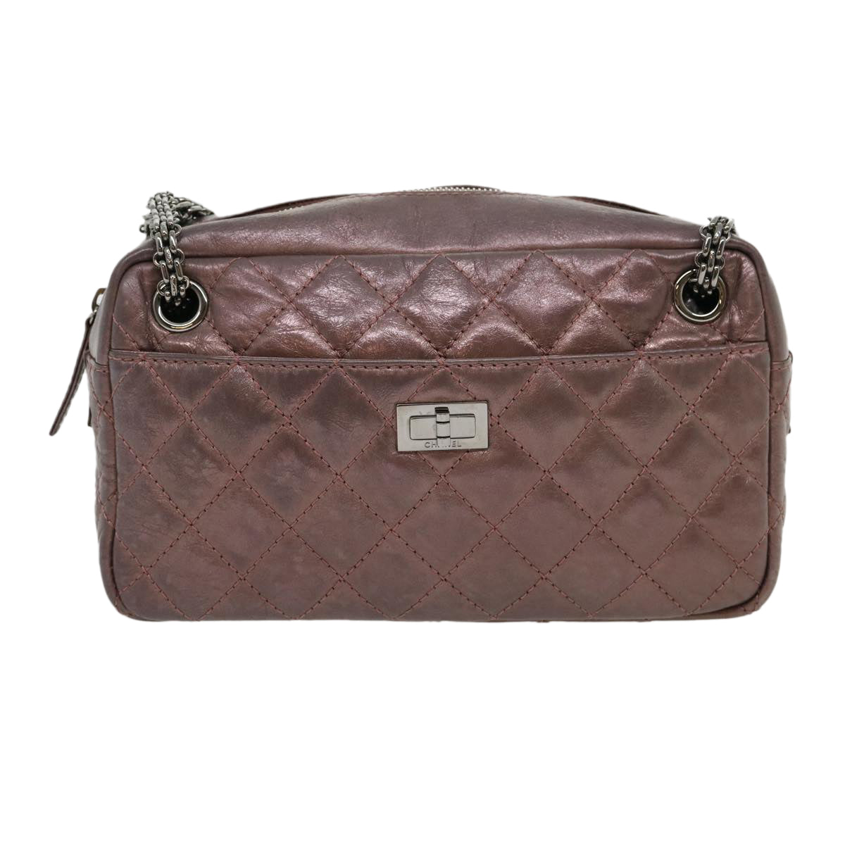 CHANEL Matelasse Chain Shoulder Bag Lamb Skin Purple CC Auth 30949A