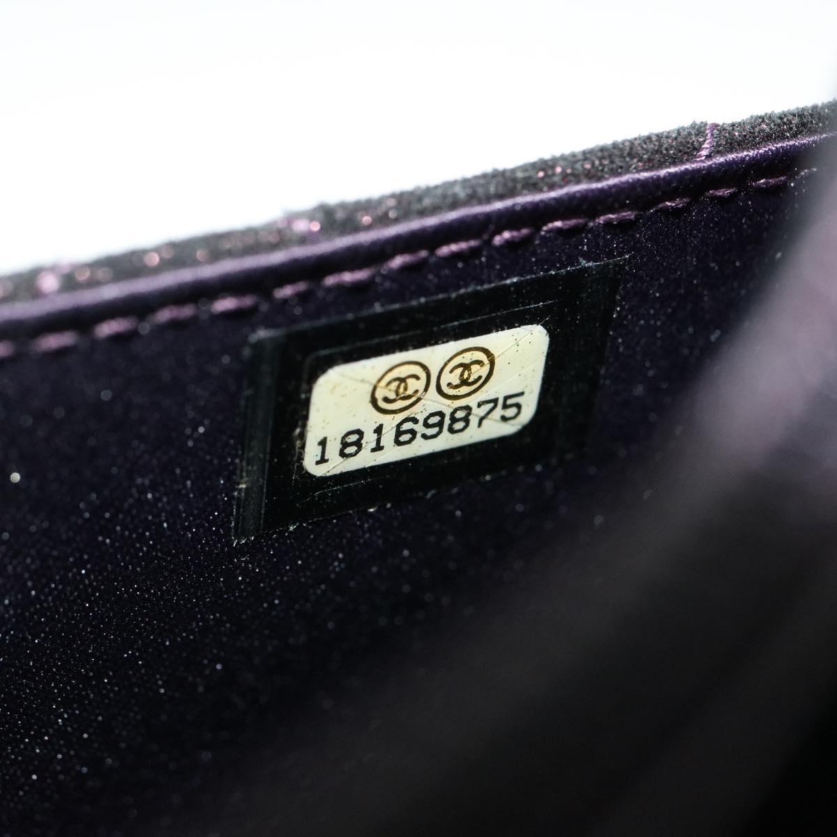 CHANEL Matrasse Chain Shoulder Bag Satin Purple CC Auth 30950A