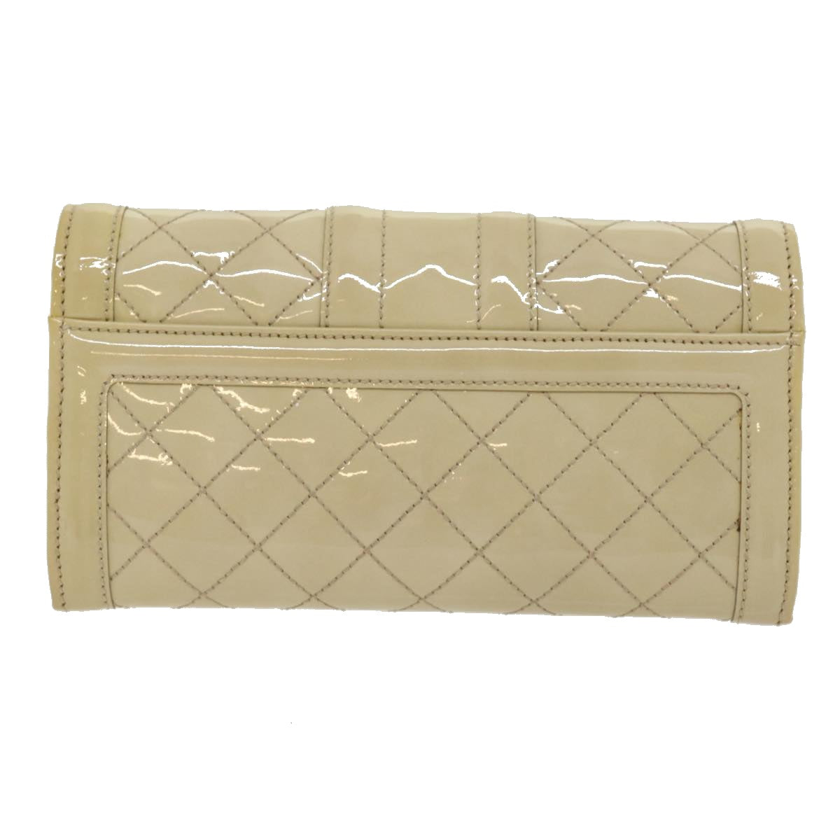 BURBERRY Long Wallet Enamel Beige Auth 30970 - 0