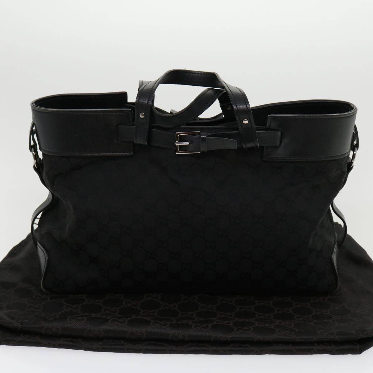 GUCCI GG Canvas Hand Bag Black Auth 30974