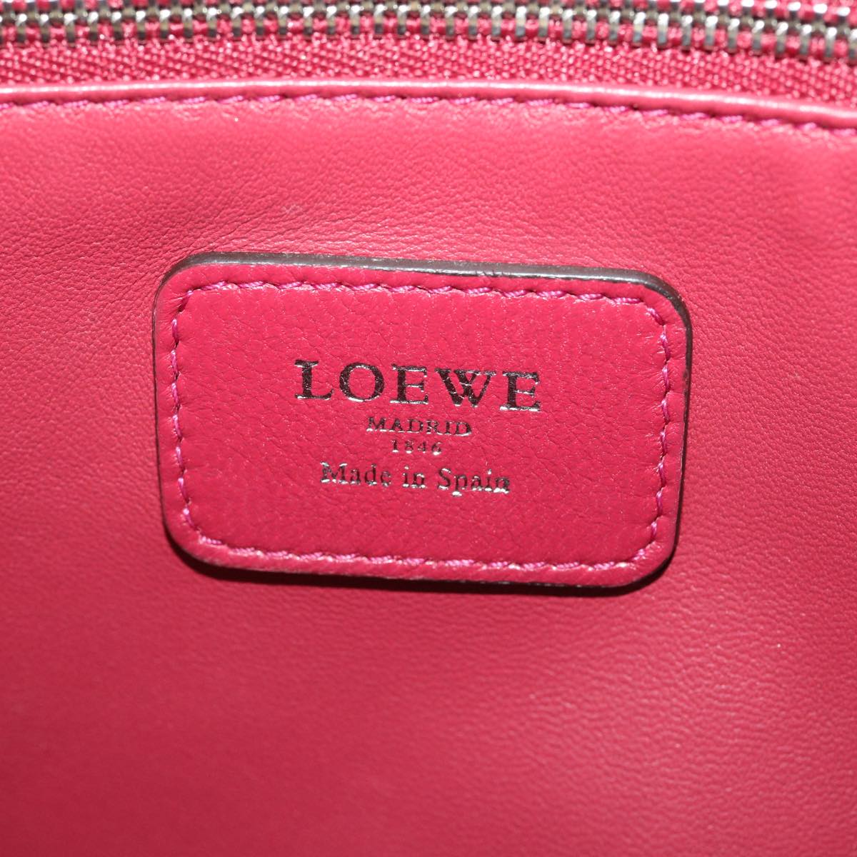 LOEWE Amazona 36 Hand Bag Leather Tricolor Red Pink purple Auth 30975