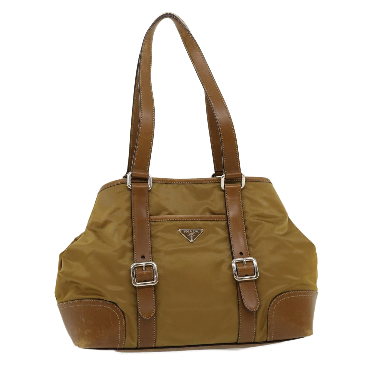 PRADA Shoulder Bag Nylon Khaki Auth 30980