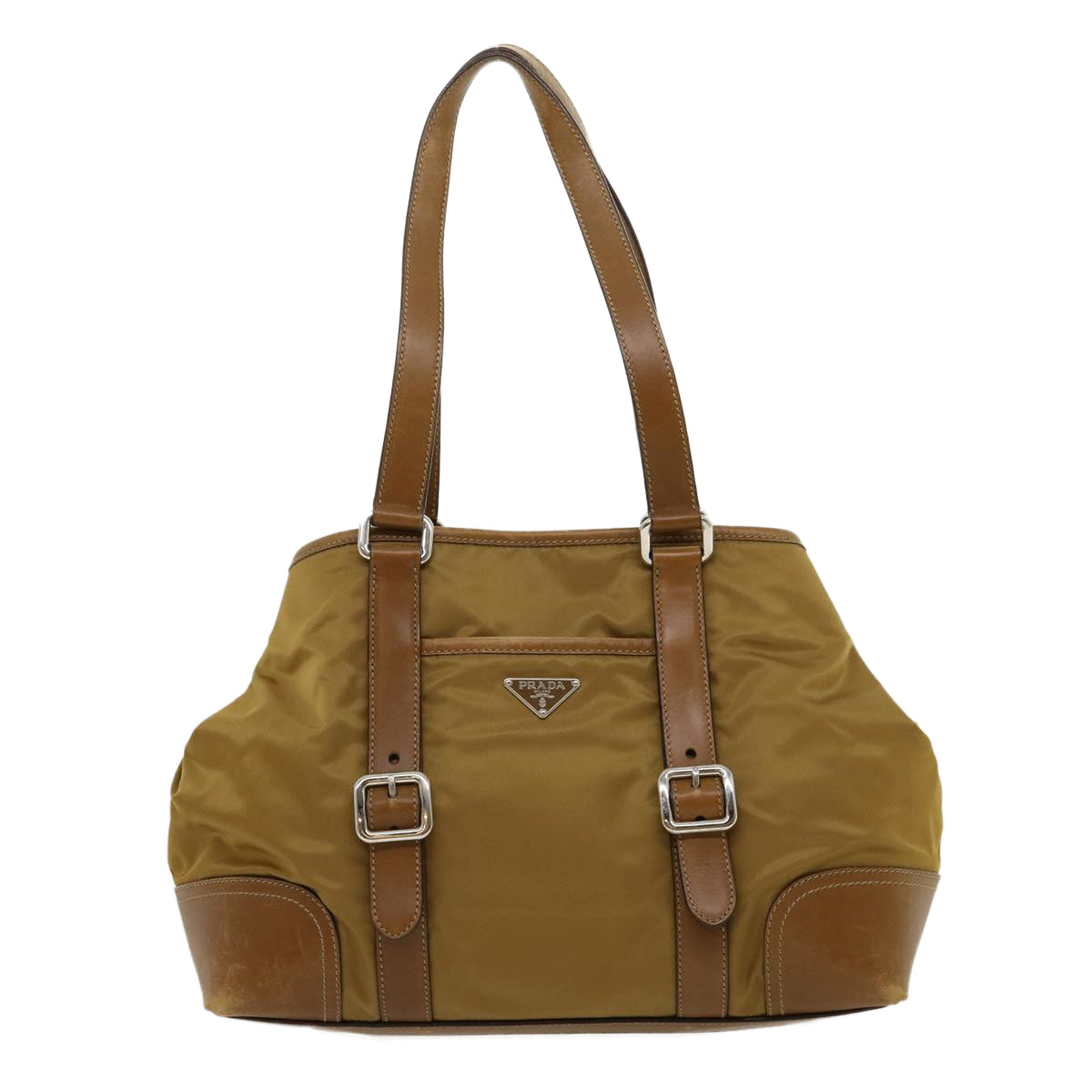 PRADA Shoulder Bag Nylon Khaki Auth 30980