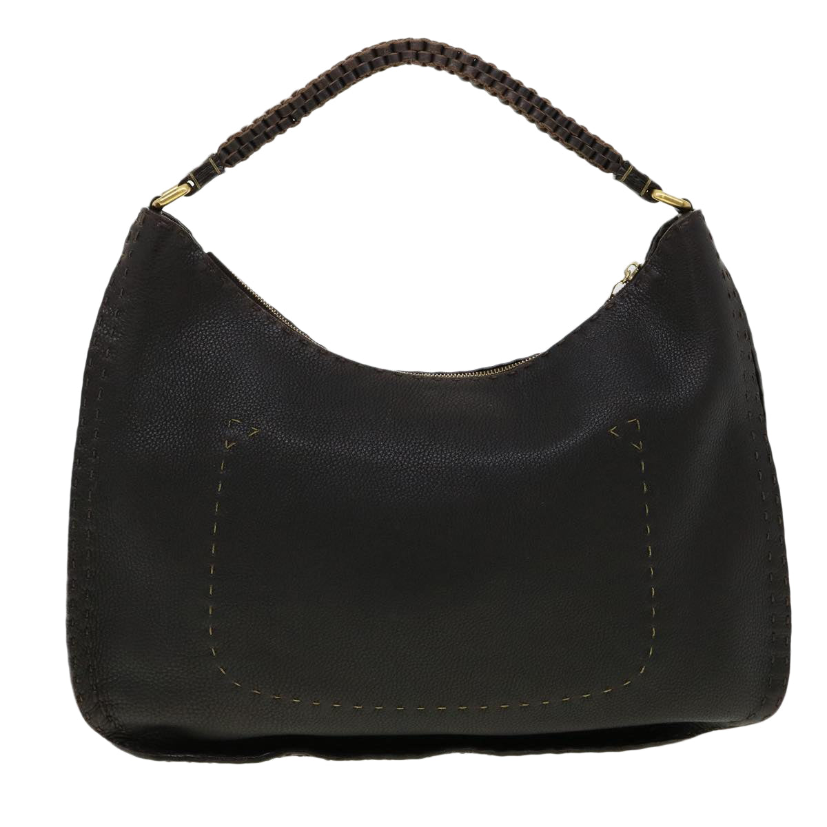 FENDI Shoulder Bag Leather Brown Auth 30988 - 0