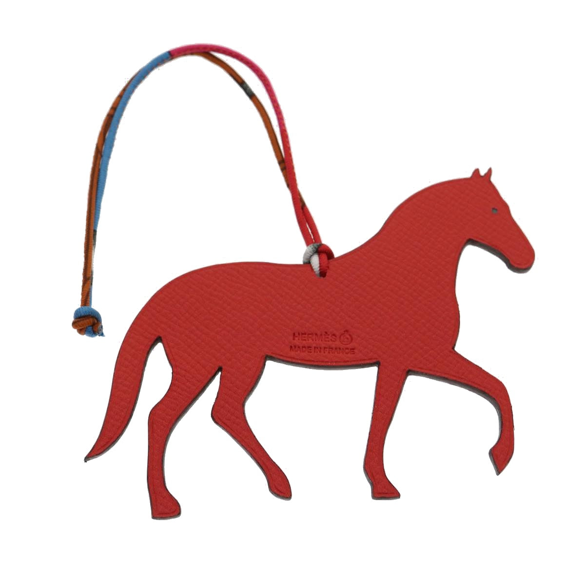 HERMES petit ache cheval Bag Charm horse-type Epsom Red Black Auth 30991A - 0