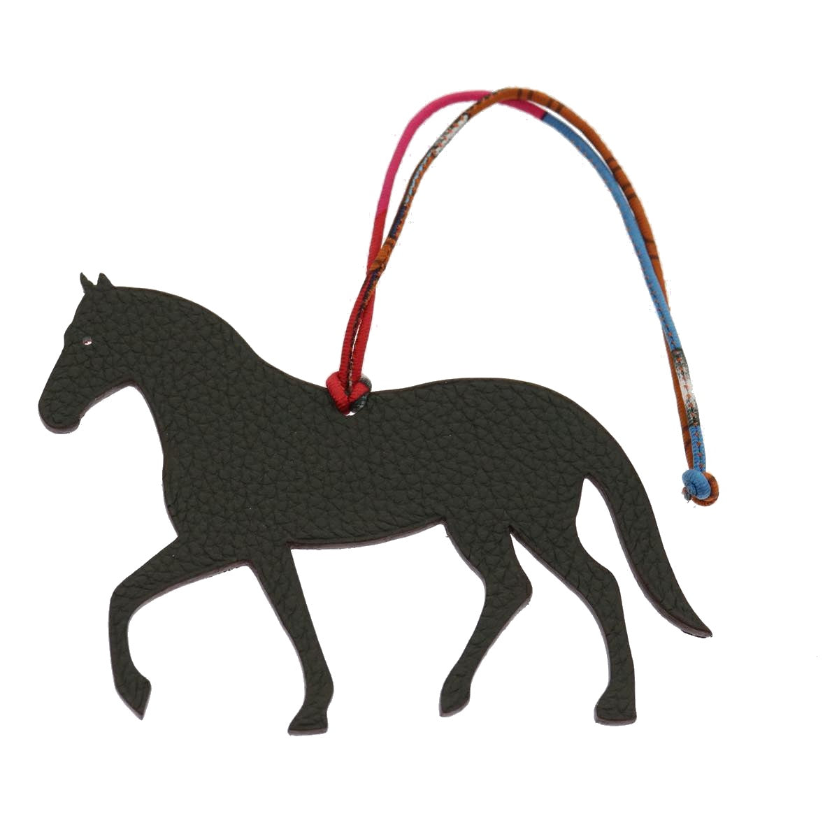 HERMES petit ache cheval Bag Charm horse-type Epsom Red Black Auth 30991A