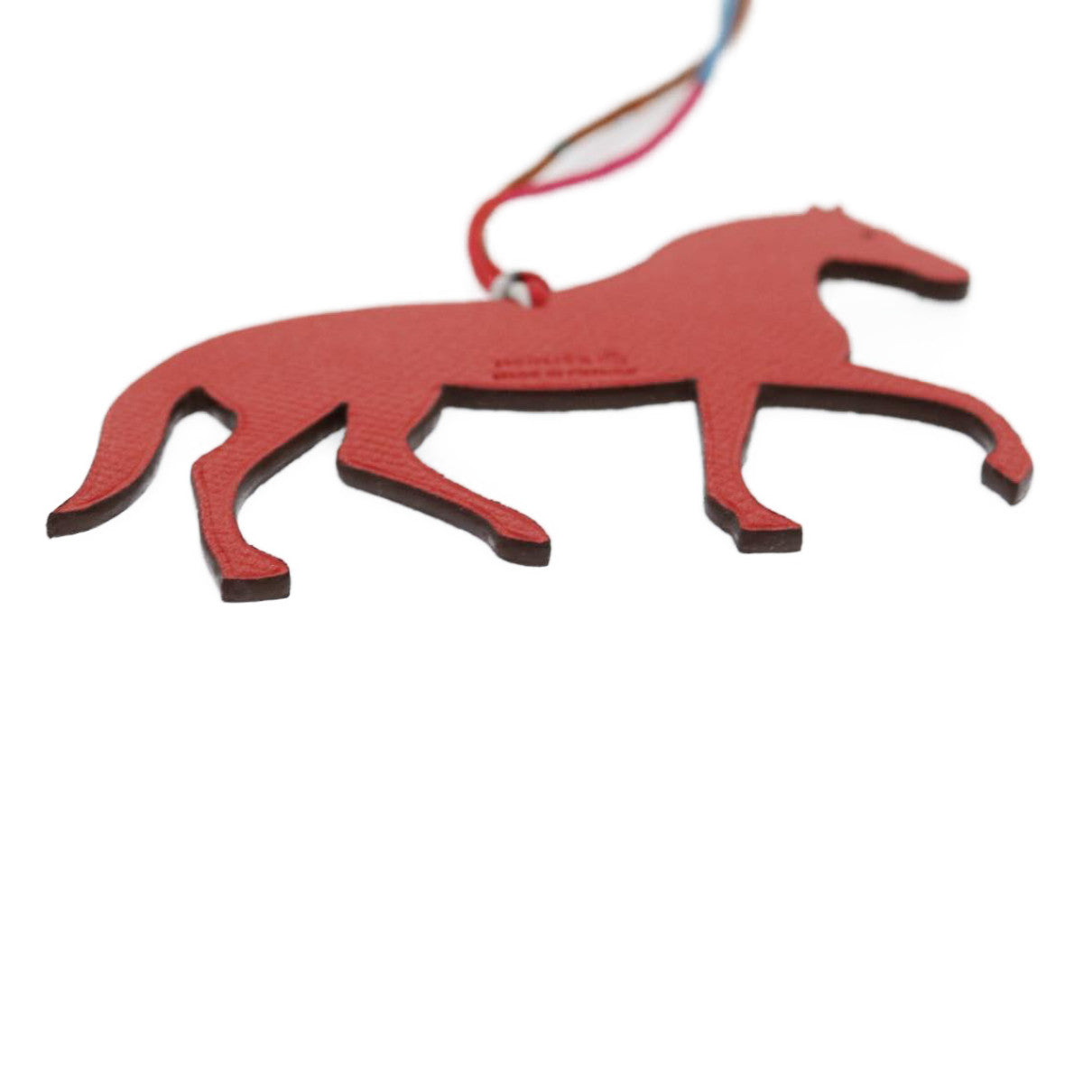 HERMES petit ache cheval Bag Charm horse-type Epsom Red Black Auth 30991A