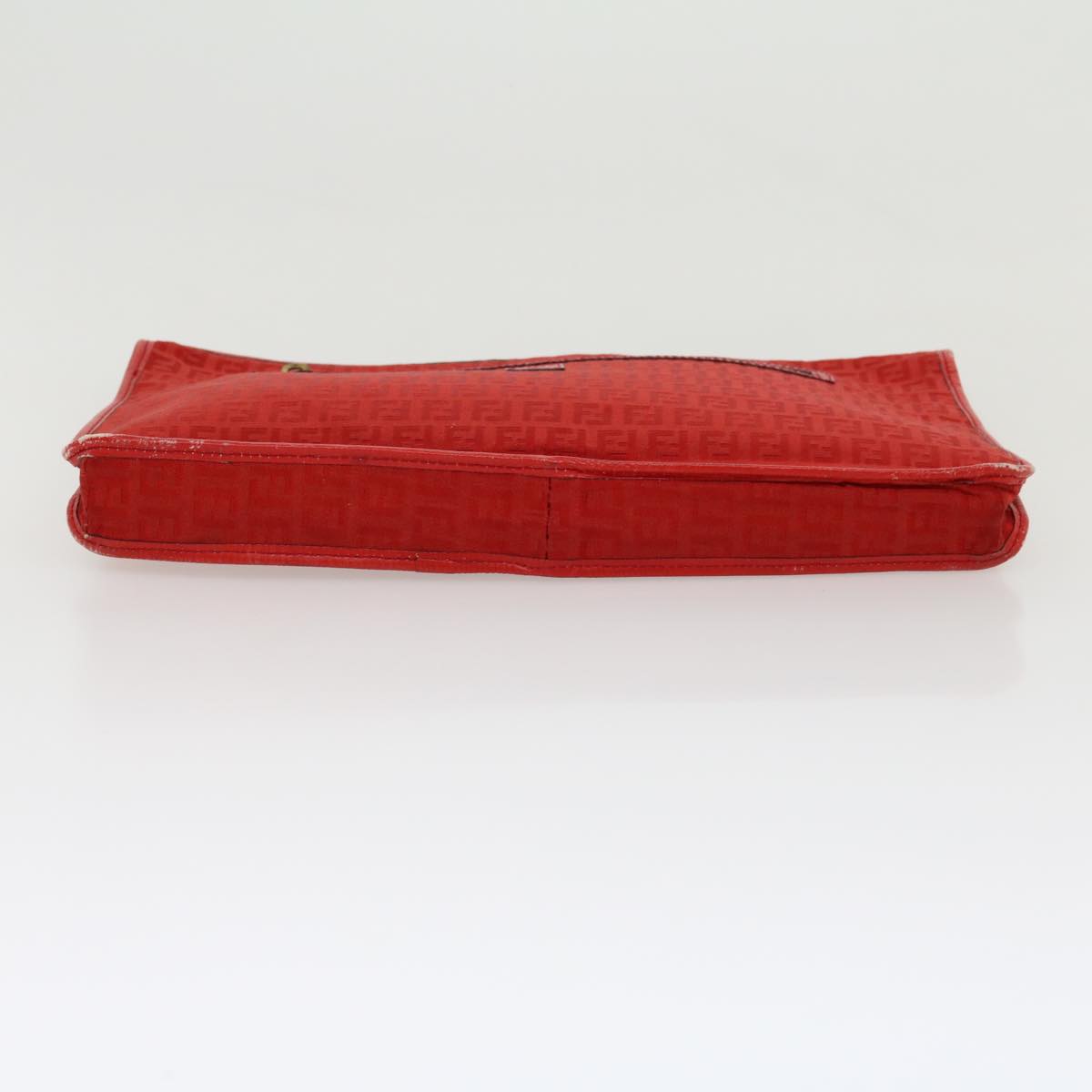 FENDI Zucchino Canvas Clutch Bag Red Auth 31056