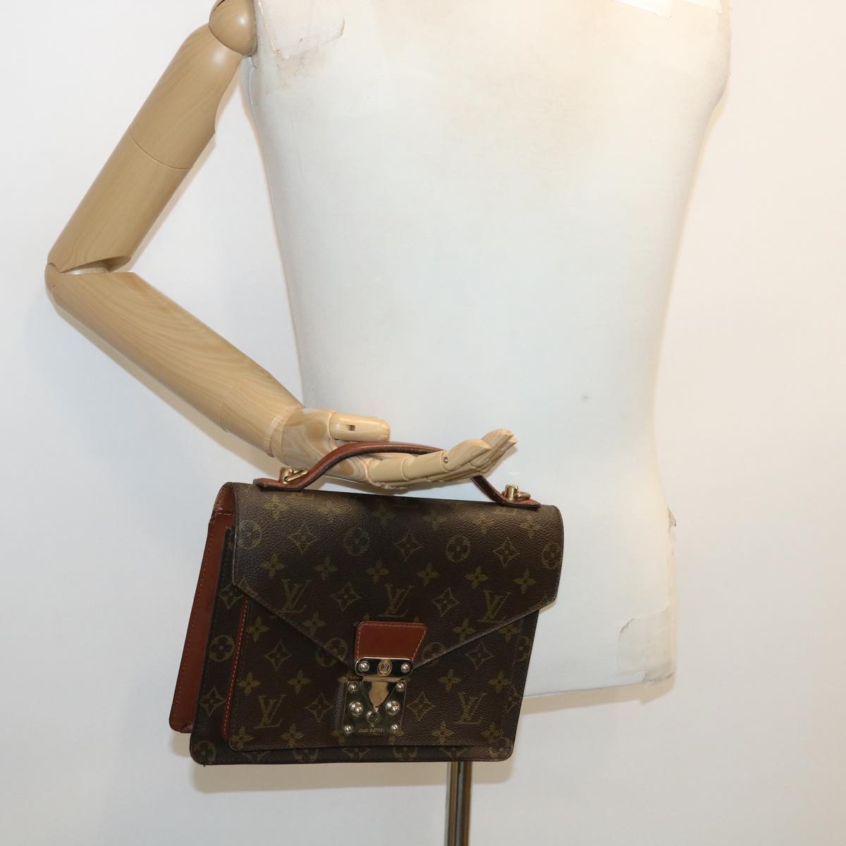 LOUIS VUITTON Monogram Monceau Hand Bag M51185 LV Auth 31231