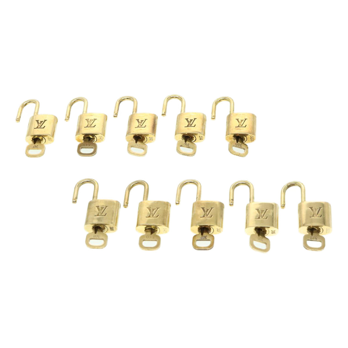 LOUIS VUITTON Padlock 10set Padlock Gold Tone LV Auth 31375