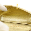 CHANEL Matelasse Turn Lock Chain Shoulder Bag Lamb Skin Gold CC Auth 31382A-10