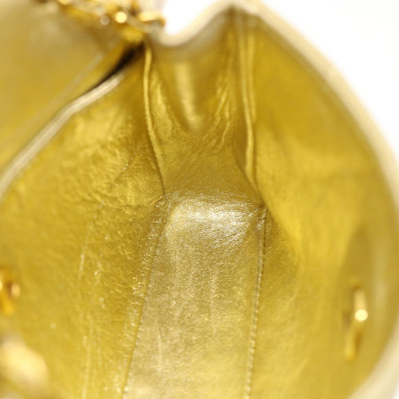 CHANEL Matelasse Turn Lock Chain Shoulder Bag Lamb Skin Gold CC Auth 31382A