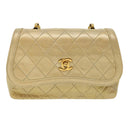 CHANEL Matelasse Turn Lock Chain Shoulder Bag Lamb Skin Gold CC Auth 31382A-13