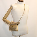 CHANEL Matelasse Turn Lock Chain Shoulder Bag Lamb Skin Gold CC Auth 31382A-24