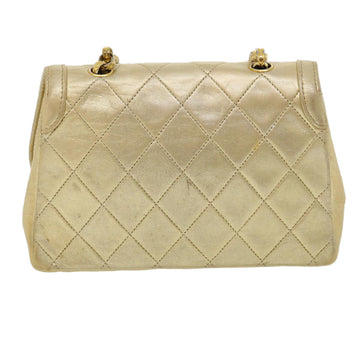CHANEL Matelasse Turn Lock Chain Shoulder Bag Lamb Skin Gold CC Auth 31382A - 0