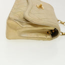 CHANEL Matelasse Turn Lock Chain Shoulder Bag Lamb Skin Gold CC Auth 31382A-4