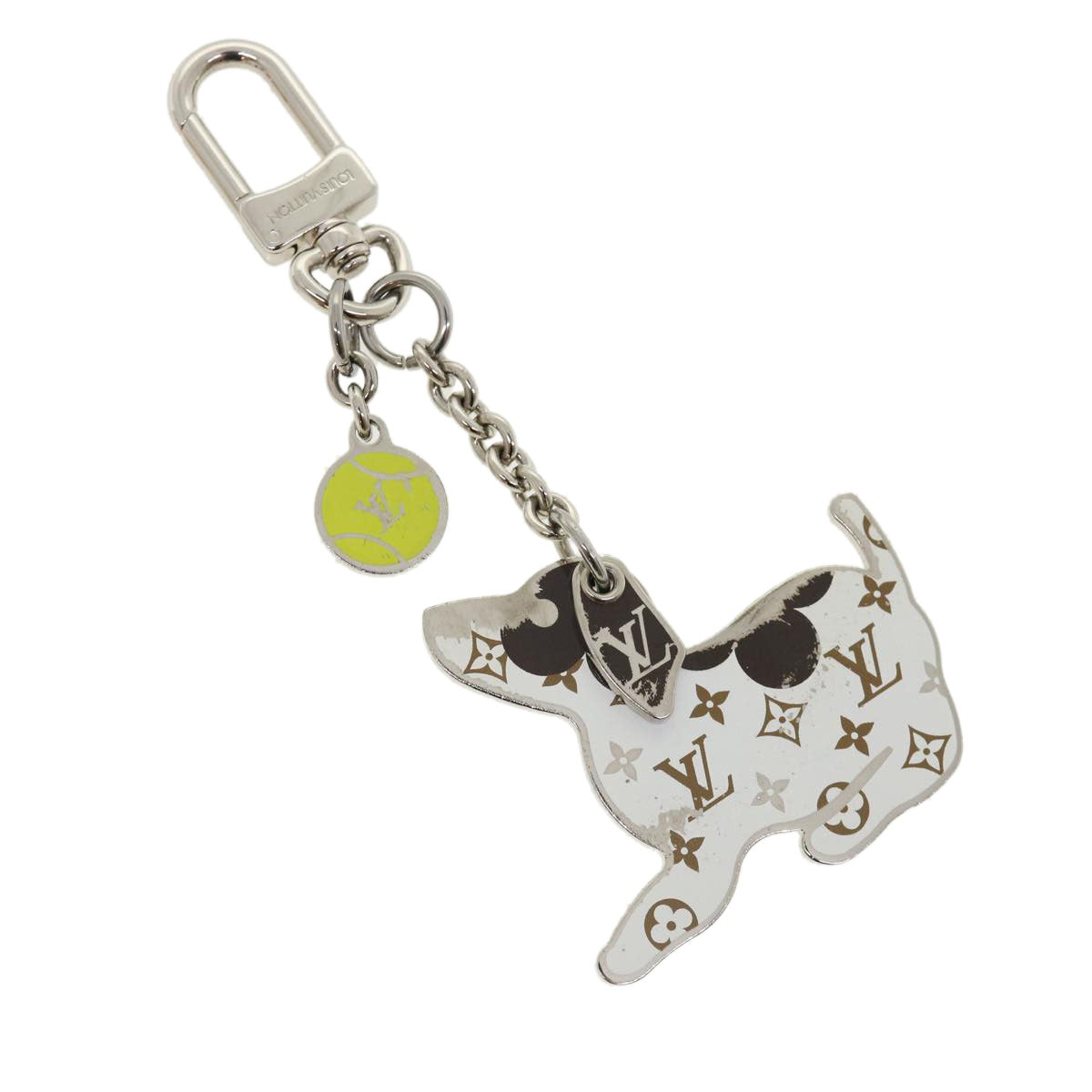 LOUIS VUITTON BijouxSac・LV Dog Key Holder metal Silver M00747 LV Auth 31437