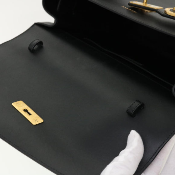 VERSACE Hand Bag Leather 2way Black DBFG311 Auth 31495A