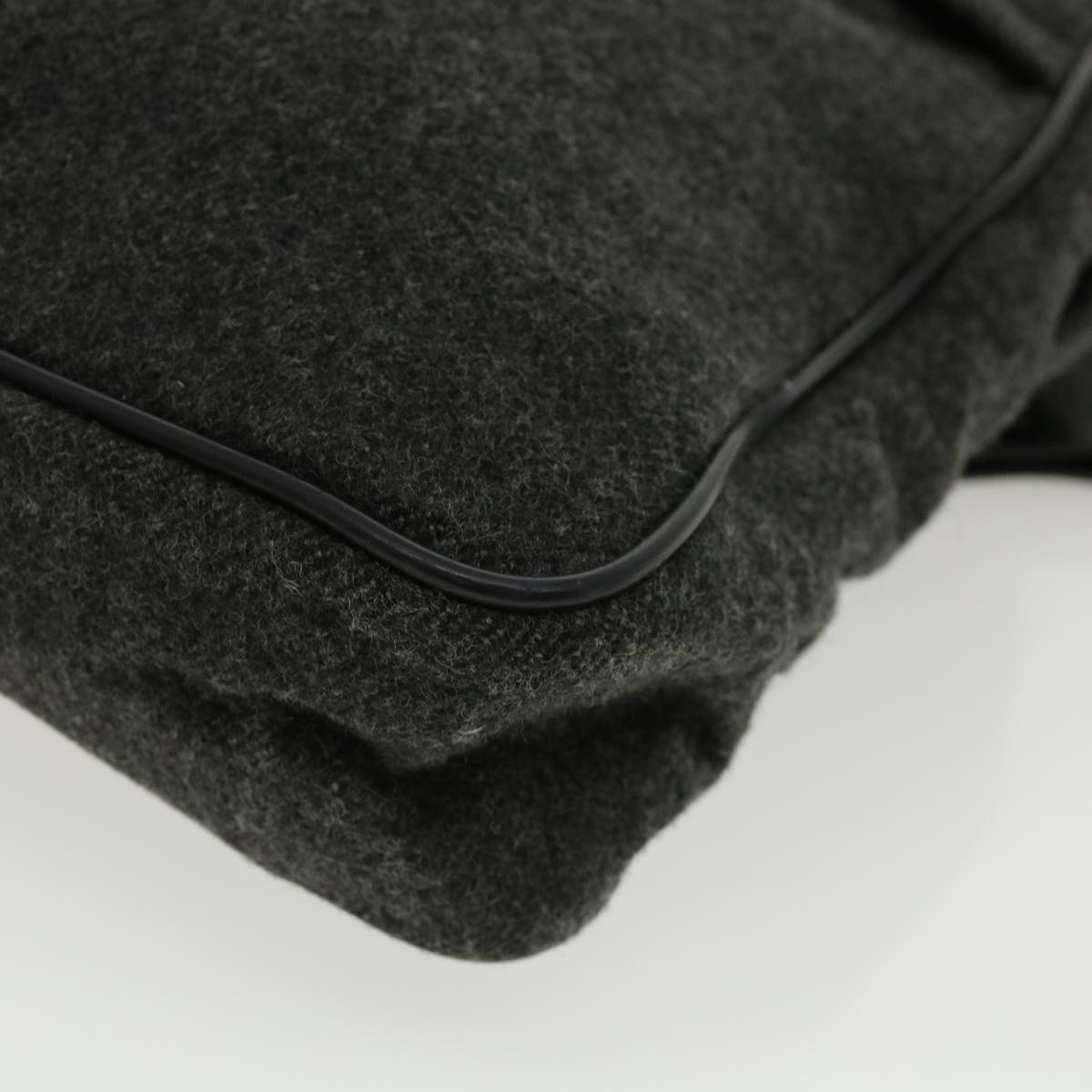 PRADA Shoulder Bag Wool Gray Auth 31512