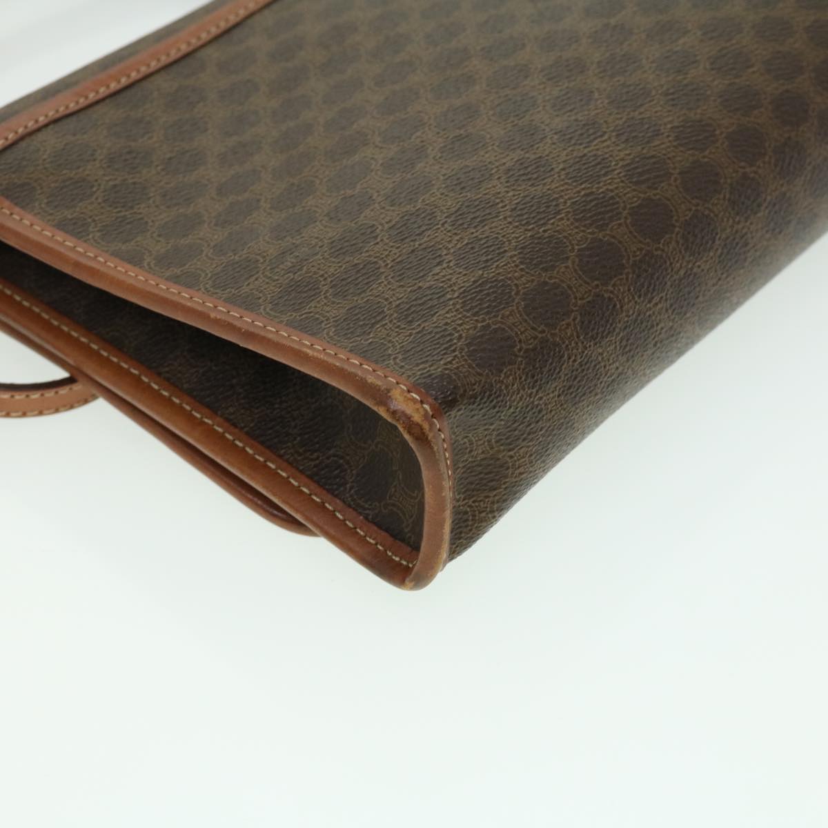 CELINE Macadam Canvas Shoulder Bag PVC Leather Brown Auth 31513